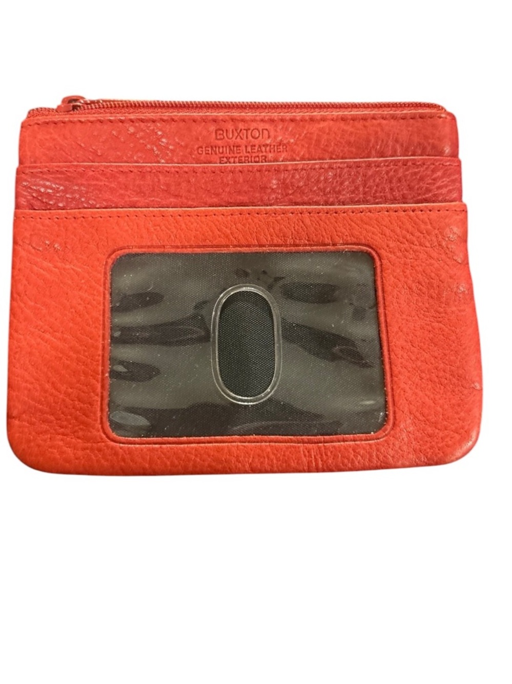 Buxton Genuine leather cherry red small wallet coin pouch travel accessory